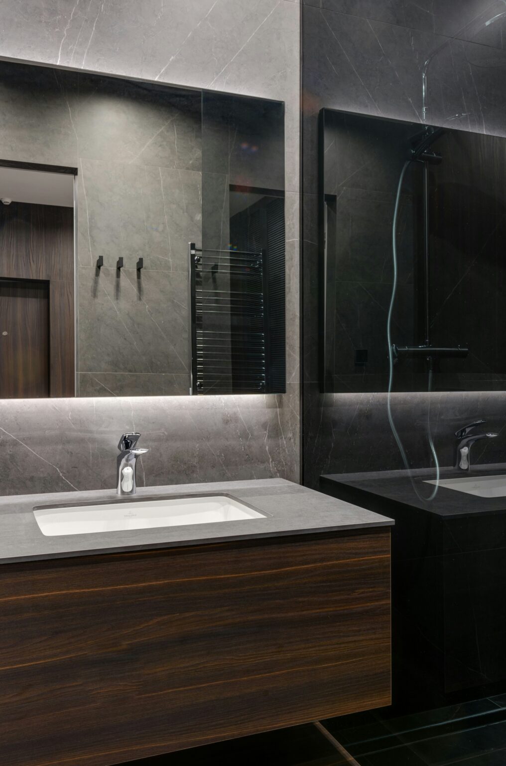 home remodeling contractor in Ledyard. Bathroom with black accents