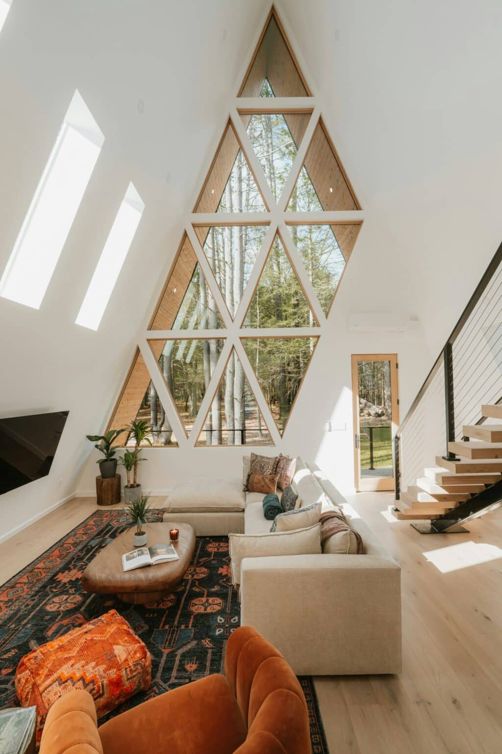 Living room with a large open window