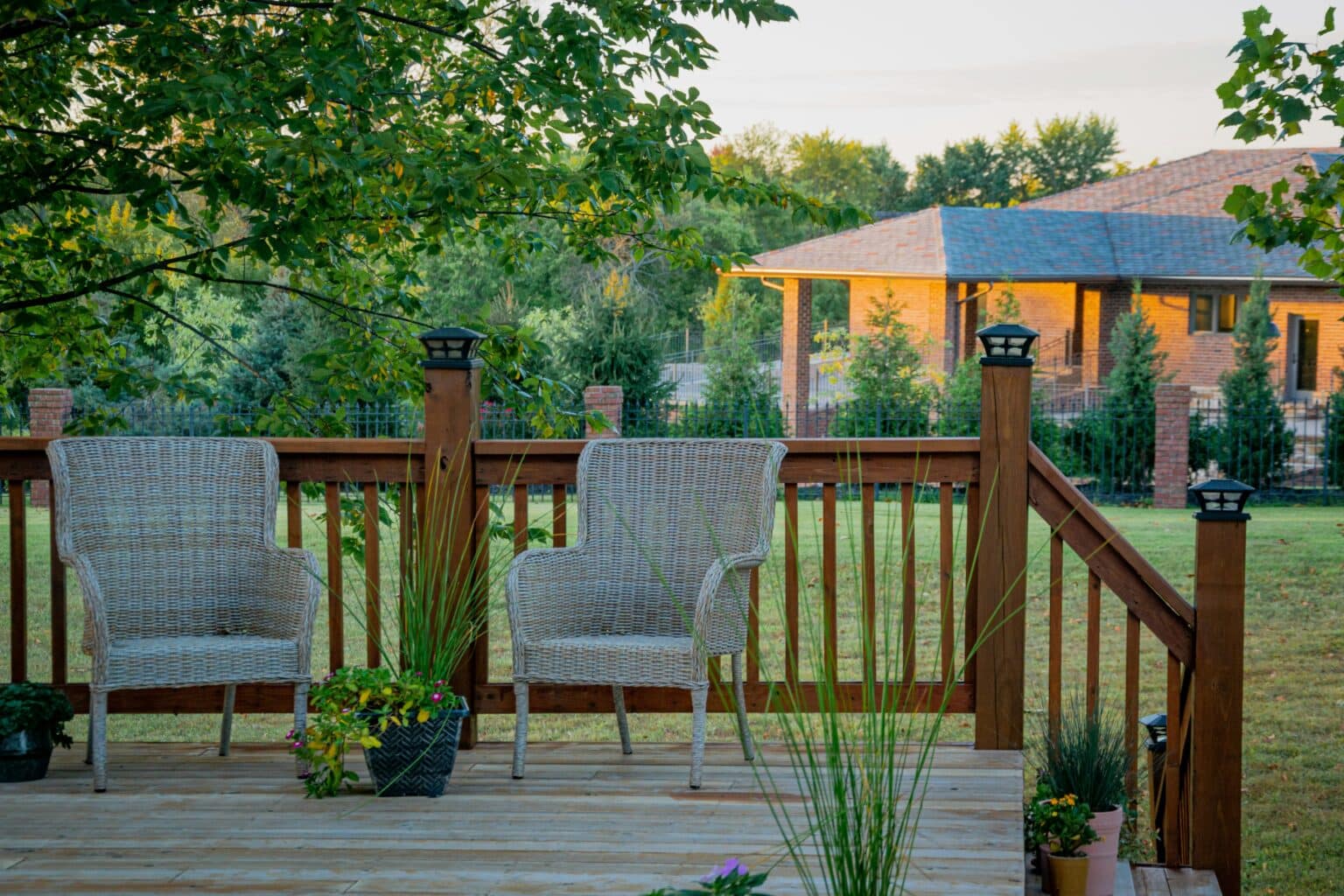 beautiful home deck, inviting and comfortable