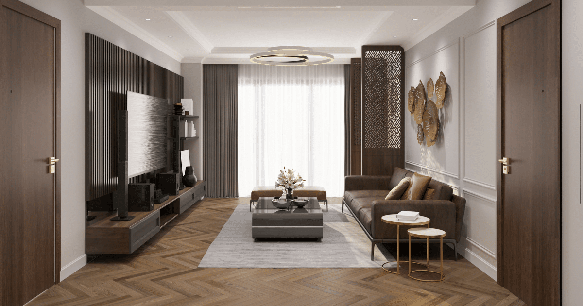 Professional flooring installed in a family residence